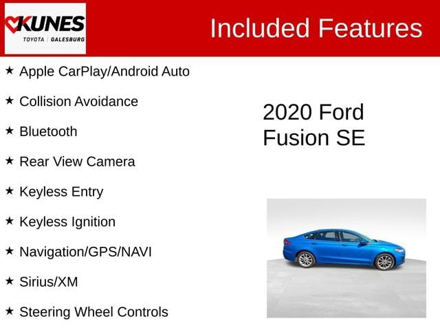 Used 2020 Ford Fusion SE with VIN 3FA6P0HD7LR108042 for sale in Galesburg, IL
