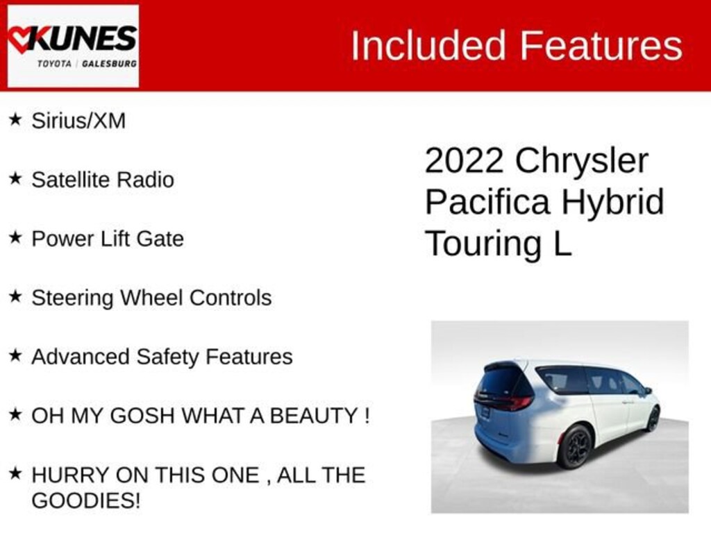 Used 2022 Chrysler Pacifica Hybrid Touring L Van Passenger Van