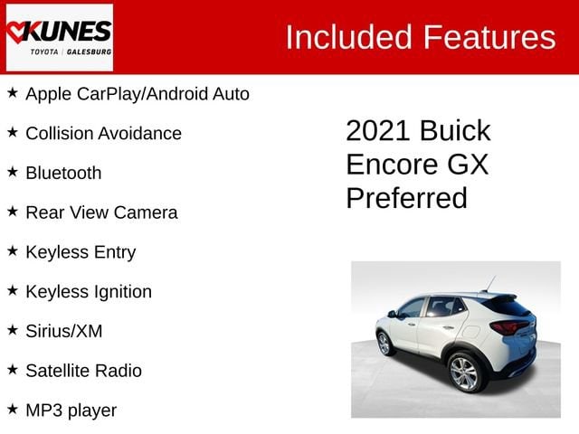Used 2021 Buick Encore GX Preferred with VIN KL4MMBS23MB063324 for sale in Galesburg, IL