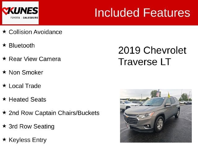 Used 2019 Chevrolet Traverse 1LT with VIN 1GNEVGKW0KJ237416 for sale in Galesburg, IL