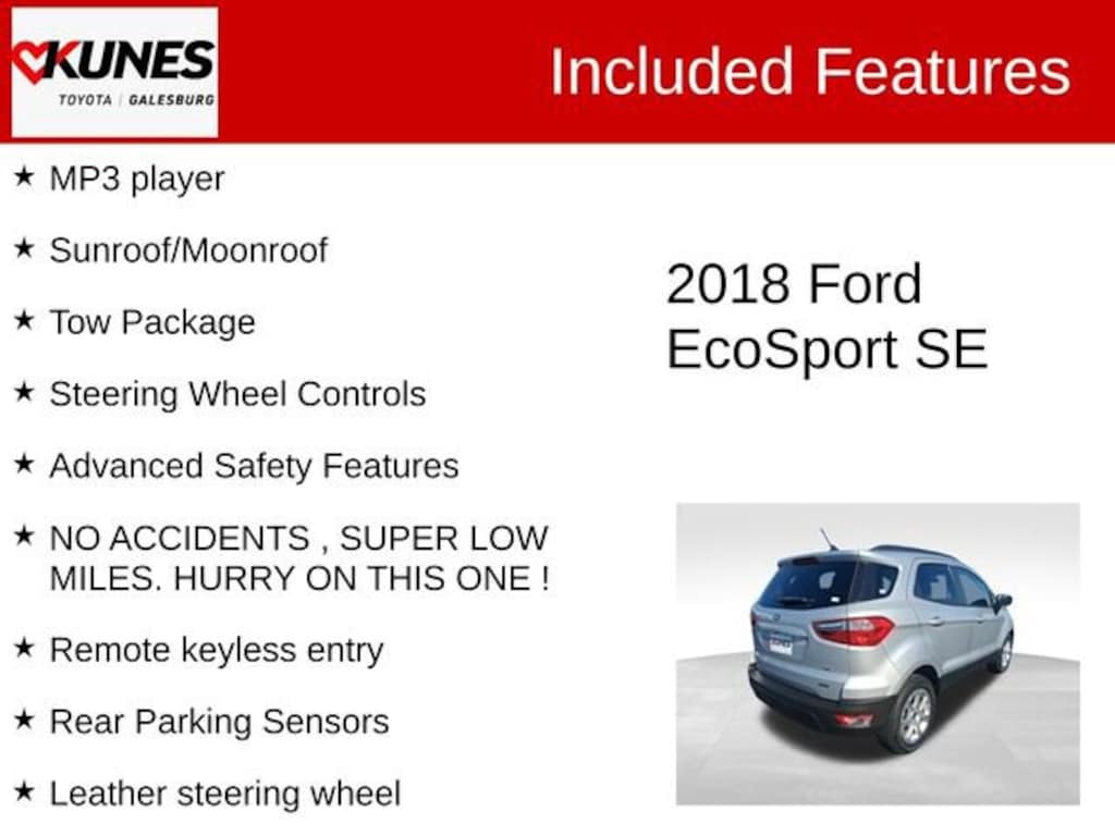 Used 2018 Ford EcoSport SE SUV