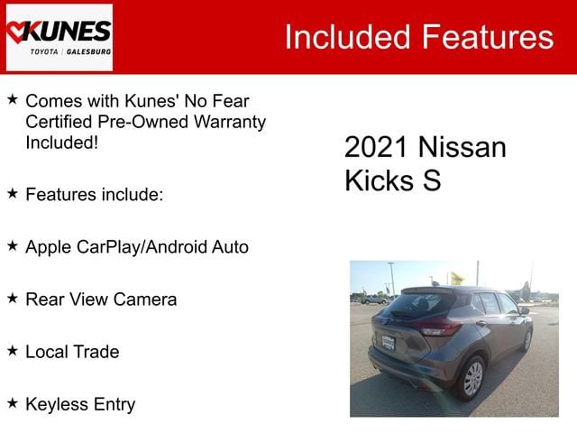 Used 2021 Nissan Kicks S with VIN 3N1CP5BV4ML524326 for sale in Galesburg, IL