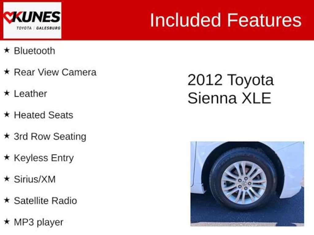 Used 2012 Toyota Sienna XLE V6 8 Passenger Van