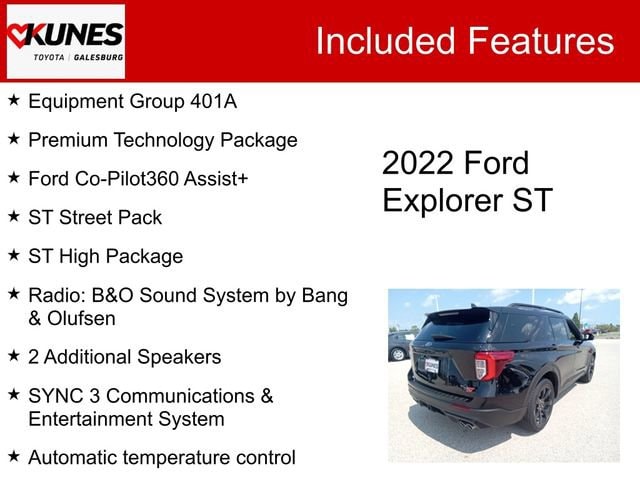 Used 2022 Ford Explorer ST with VIN 1FM5K8GC9NGA57418 for sale in Galesburg, IL