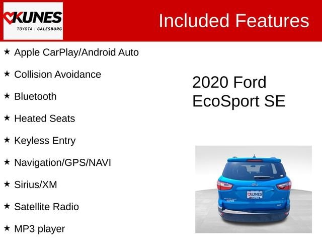 Used 2020 Ford Ecosport SE with VIN MAJ3S2GE7LC367846 for sale in Galesburg, IL