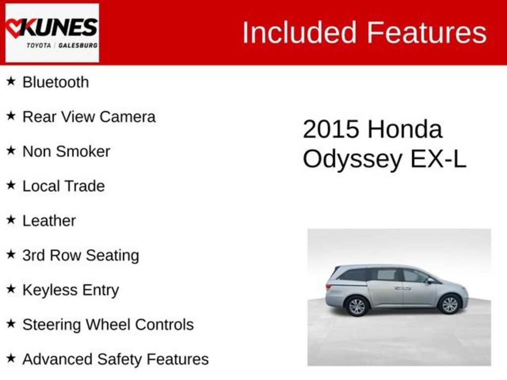 Used 2015 Honda Odyssey EX-L Van