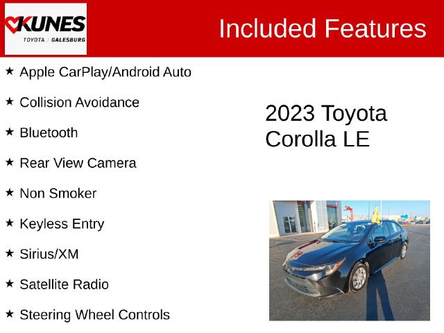 Used 2023 Toyota Corolla LE with VIN 5YFB4MDE5PP035286 for sale in Galesburg, IL