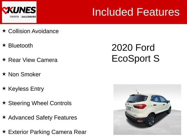 Used 2020 Ford Ecosport S with VIN MAJ3S2FEXLC366014 for sale in Galesburg, IL