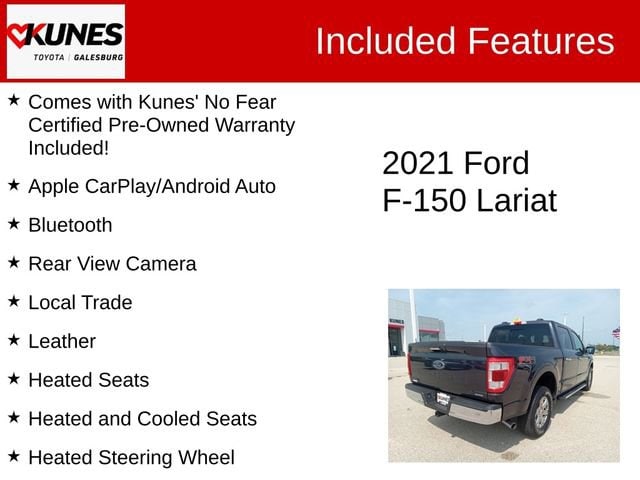 Used 2021 Ford F-150 Lariat with VIN 1FTFW1E88MFA36888 for sale in Galesburg, IL