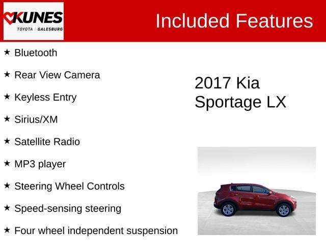Used 2017 Kia Sportage LX with VIN KNDPMCAC0H7203910 for sale in Galesburg, IL