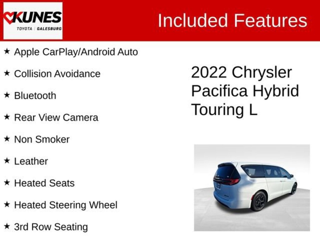 Used 2022 Chrysler Pacifica Hybrid Touring L Van Passenger Van