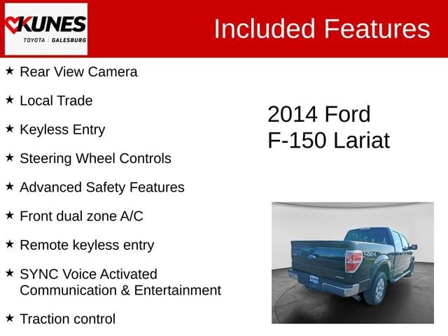 Used 2014 Ford F-150 Lariat with VIN 1FTFW1EF2EKD16832 for sale in Galesburg, IL