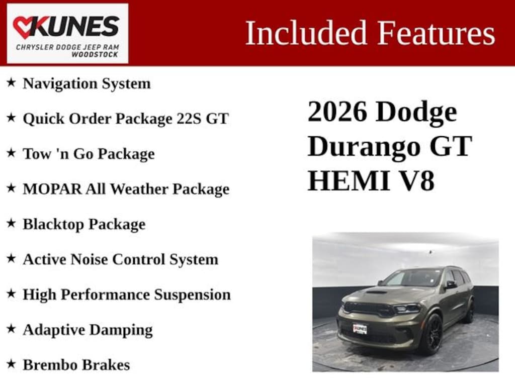 New 2026 Dodge Durango GT Hemi V8 Sport Utility