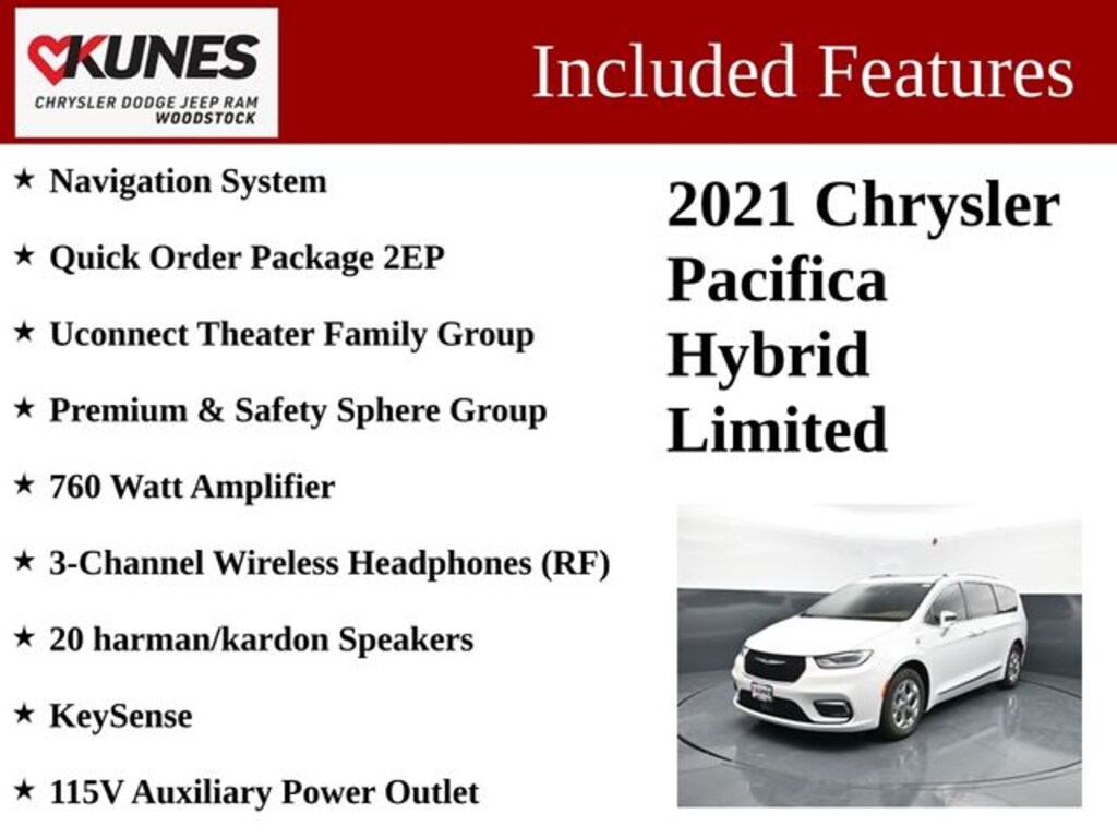 Used 2021 Chrysler Pacifica Hybrid Limited Van Passenger Van