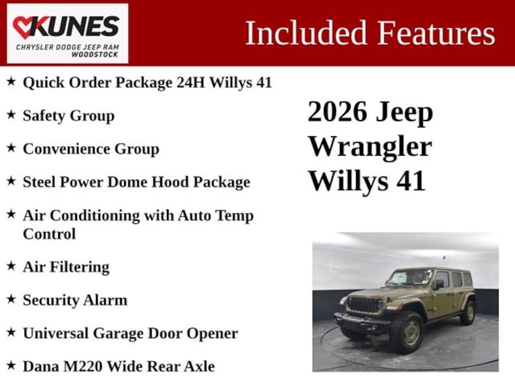 New 2026 Jeep Wrangler Willys 41 Sport Utility