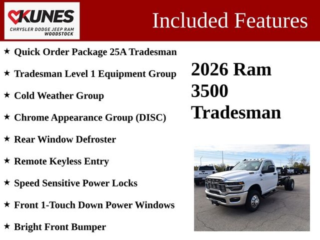 New 2026 Ram 3500 Chassis Cab Tradesman 167.5 WB Pickup