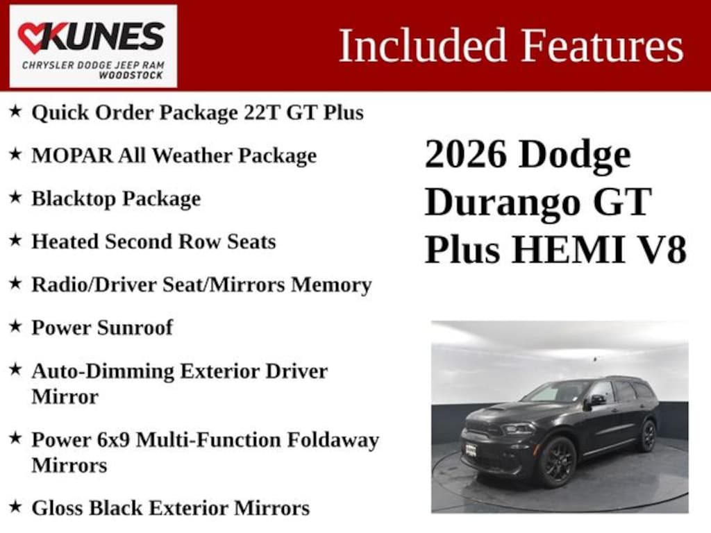 New 2026 Dodge Durango GT Plus Hemi V8 Sport Utility