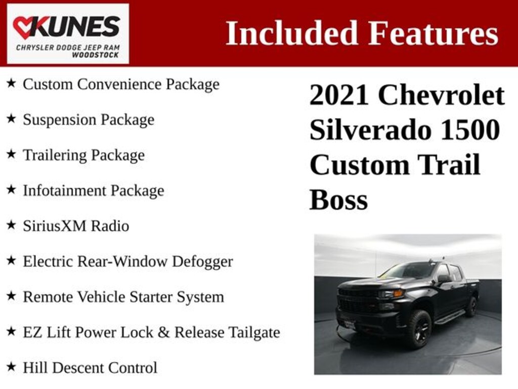Used 2021 Chevrolet Silverado 1500 Custom Trail Boss Truck Crew Cab