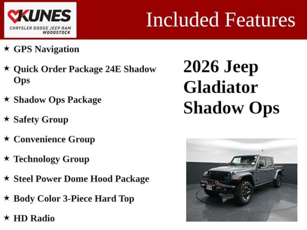 New 2026 Jeep Gladiator Shadow Ops Pickup