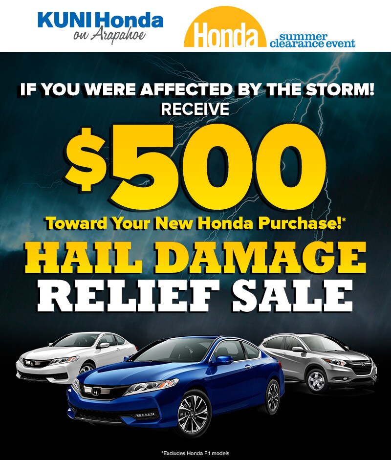 Hail Damage Relief Sale Kuni Honda on Arapahoe Denver