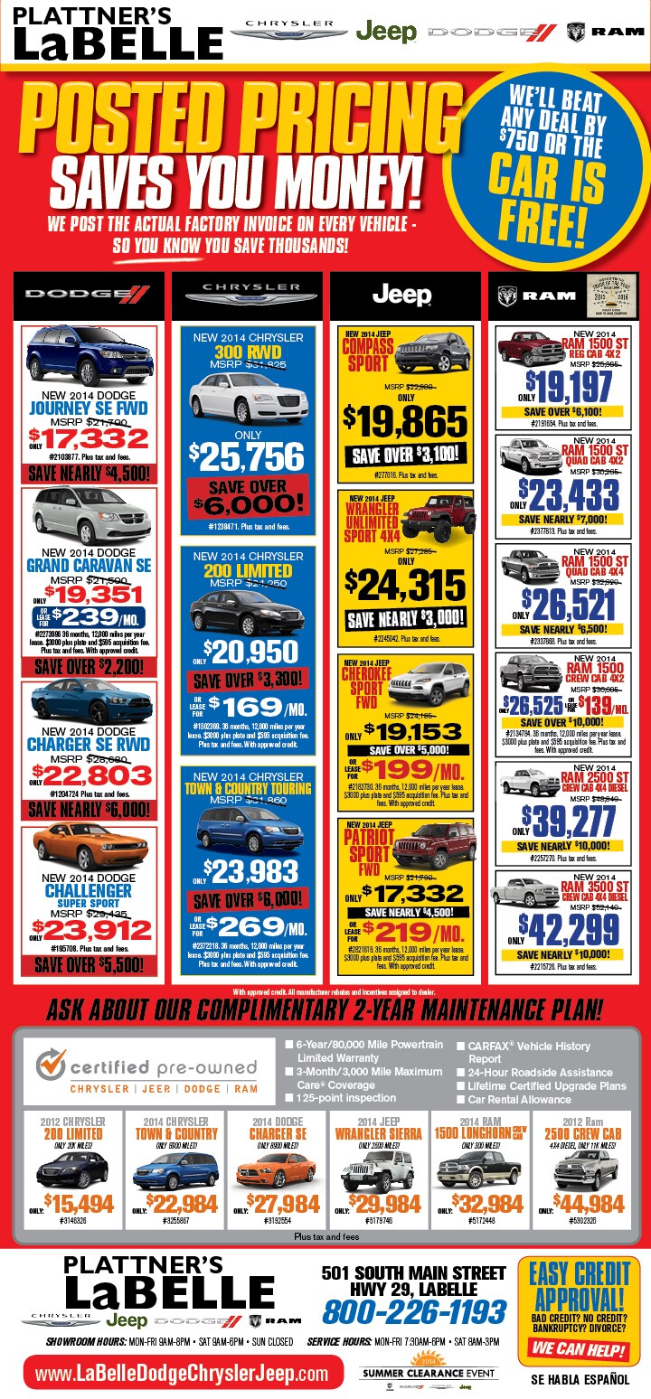 Newspaper Ads Labelle Dodge Chrysler Jeep Ram