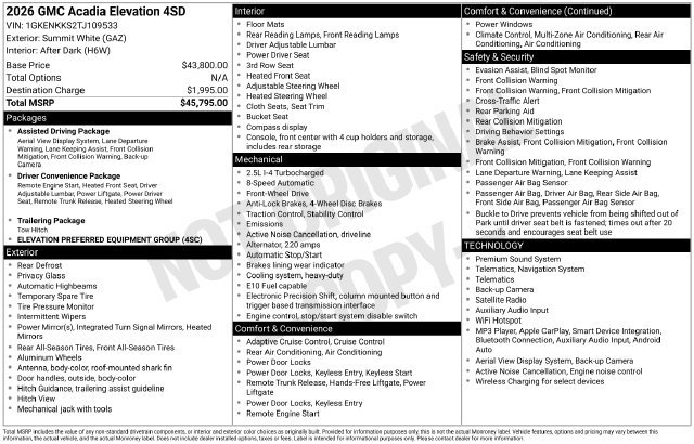 2026 GMC Acadia Elevation - Photo 32