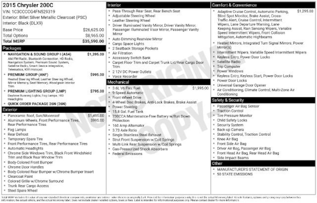 Used 2015 Chrysler 200 C Sedan