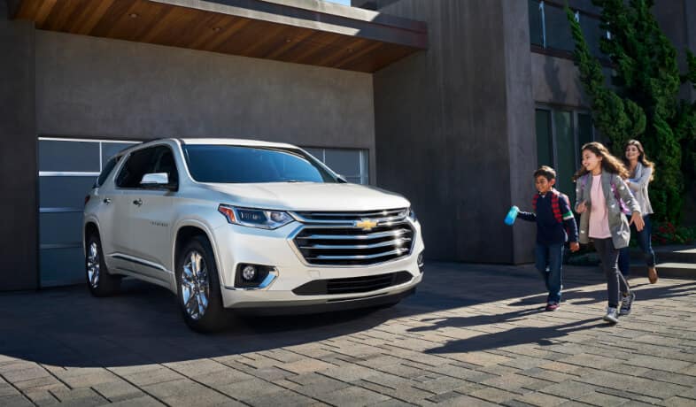 2021 Chevy Traverse exterior in family driveway