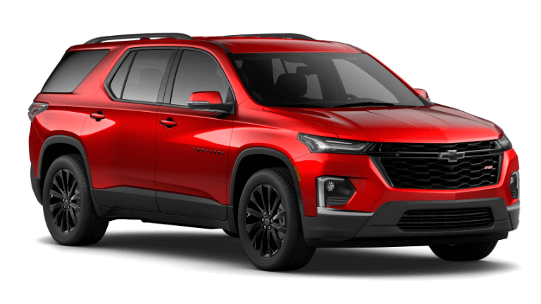 2022 Chevy Traverse RS in Cherry Red color