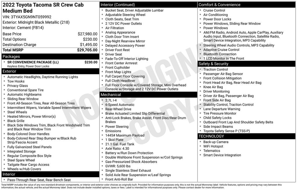 Used 2022 Toyota Tacoma SR Truck