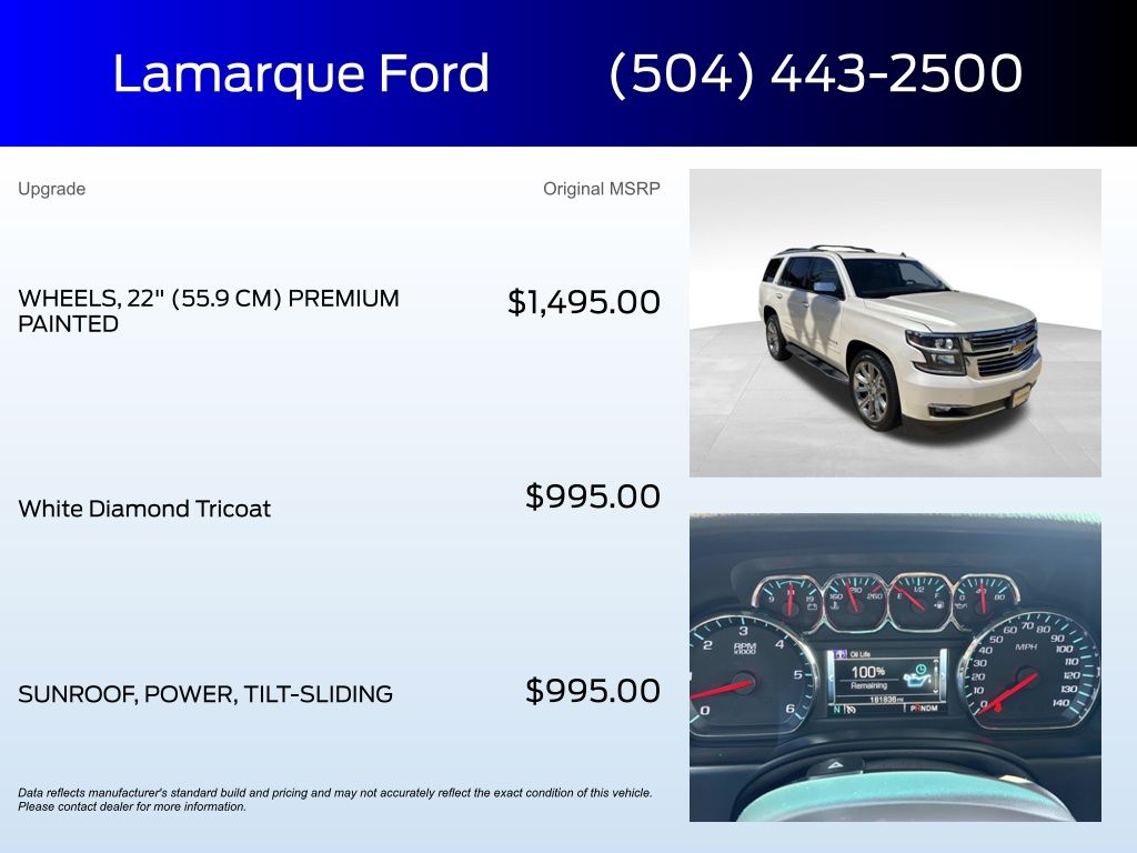 Used 2015 Chevrolet Tahoe LTZ with VIN 1GNSCCKC8FR199528 for sale in Kenner, LA