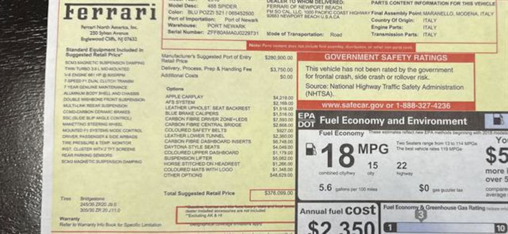 Used 2018 Ferrari 488 Spider Base Convertible