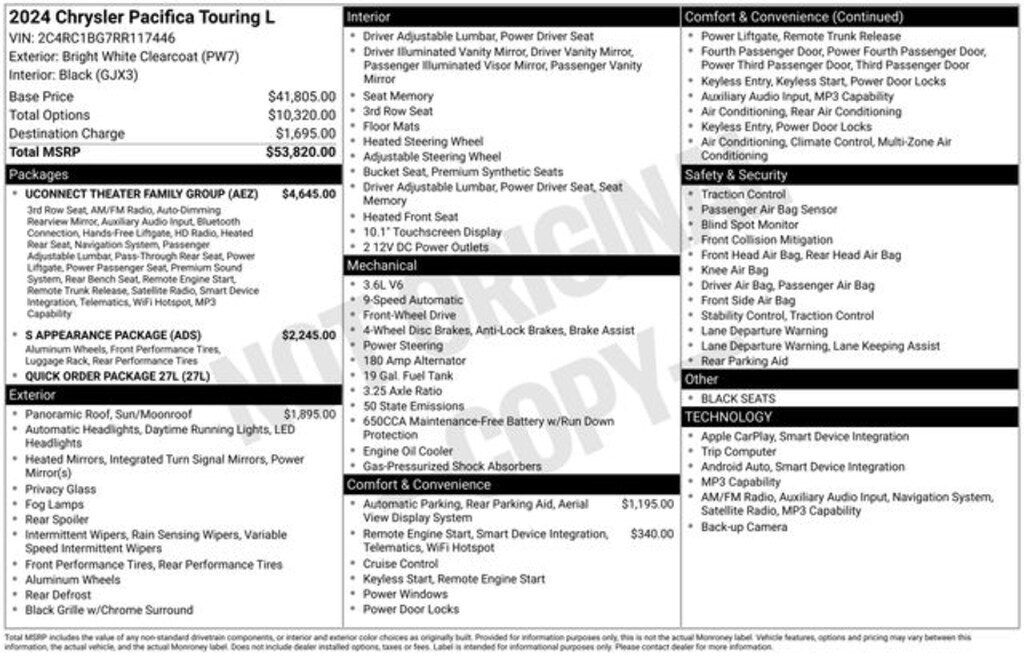 Used 2024 Chrysler Pacifica Touring L Minivan/Van