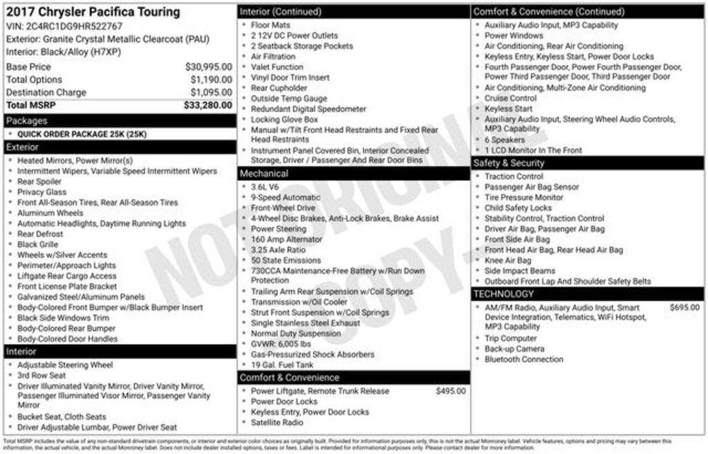 Used 2017 Chrysler Pacifica Touring Minivan/Van