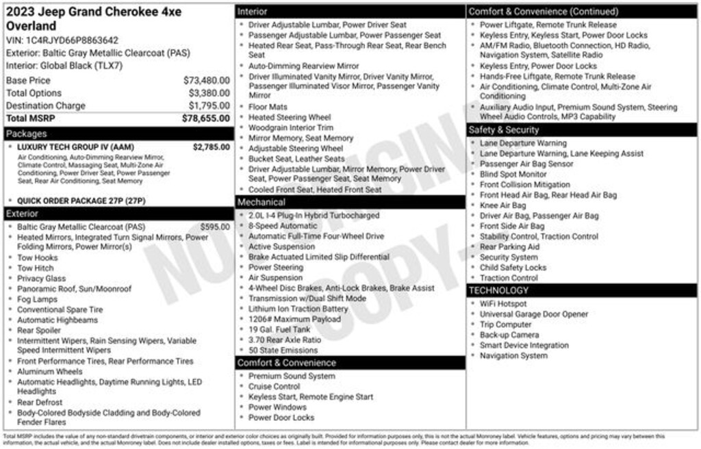 Used 2023 Jeep Grand Cherokee Overland 4xe SUV