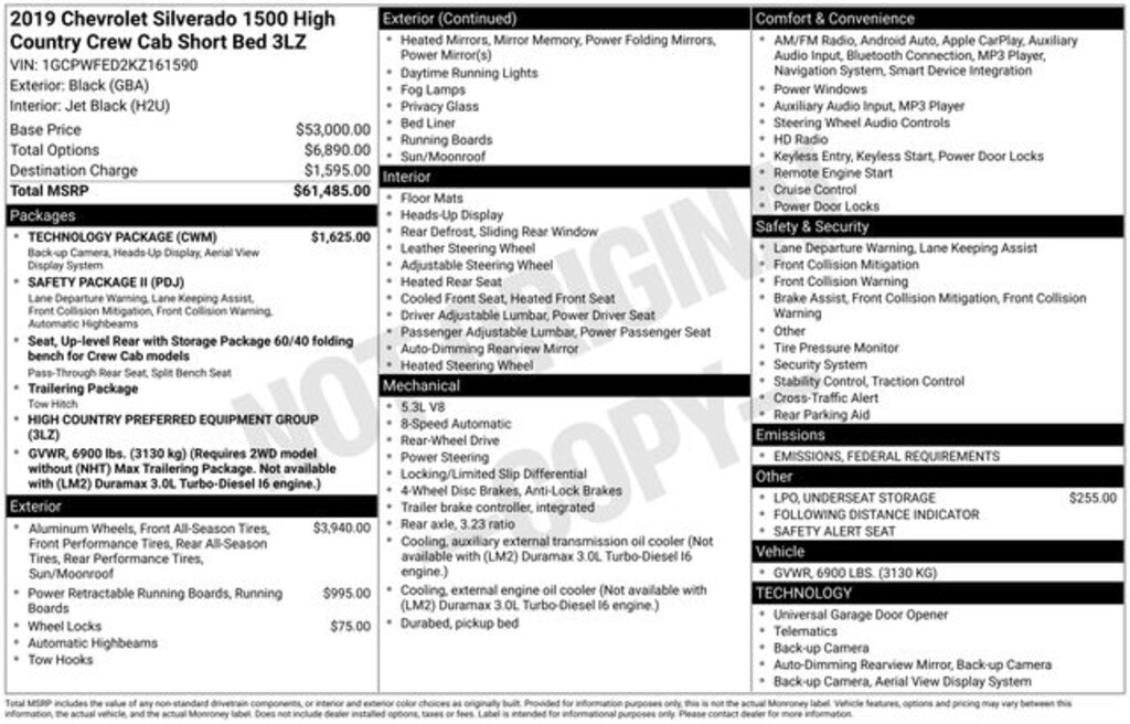 Used 2019 Chevrolet Silverado 1500 High Country Truck