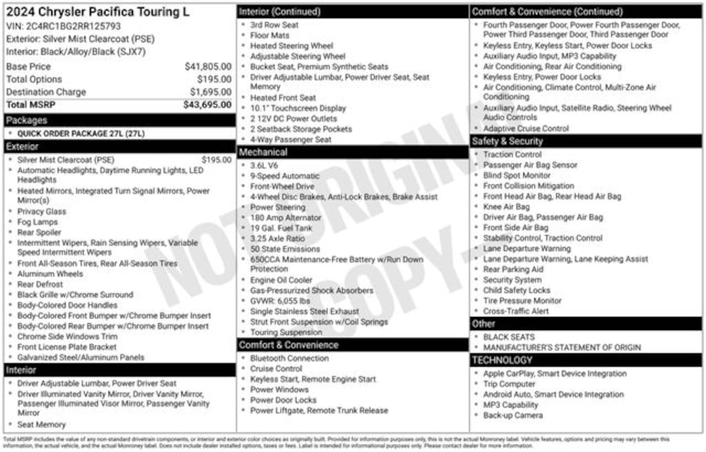 Used 2024 Chrysler Pacifica Touring L Minivan/Van