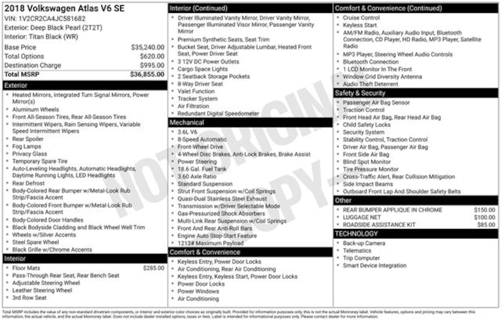 Used 2018 Volkswagen Atlas 3.6L V6 SE SUV