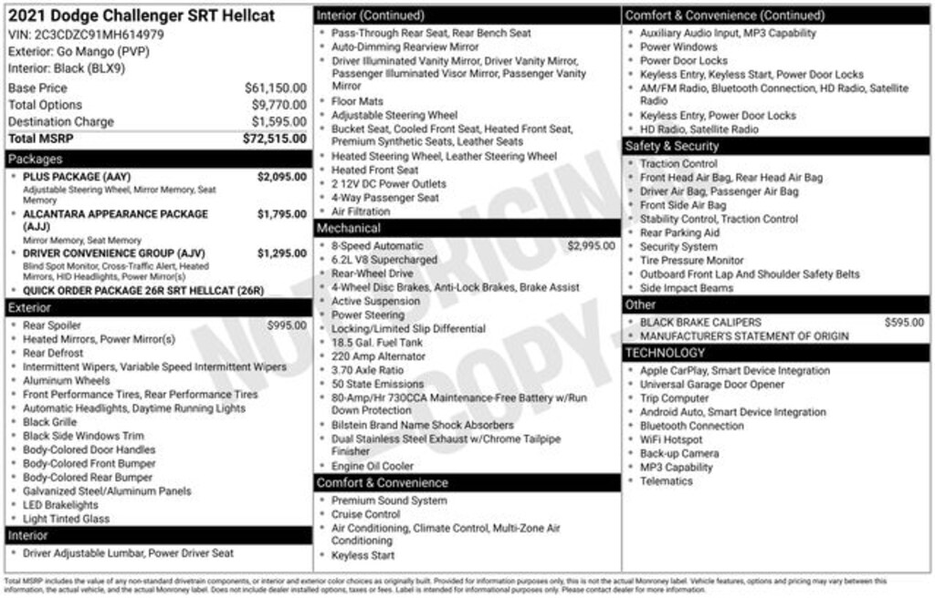Used 2021 Dodge Challenger SRT Hellcat Coupe