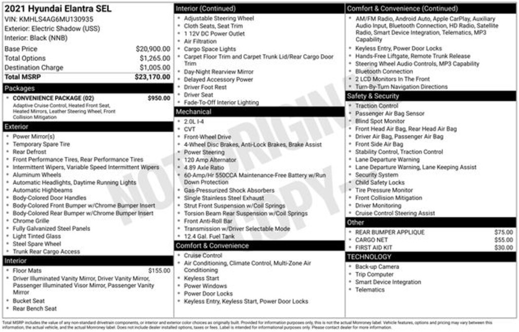 Used 2021 Hyundai Elantra SEL Sedan