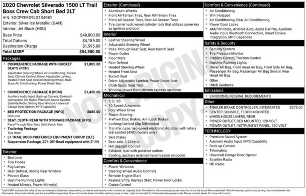 Used 2020 Chevrolet Silverado 1500 LT Trail Boss Truck