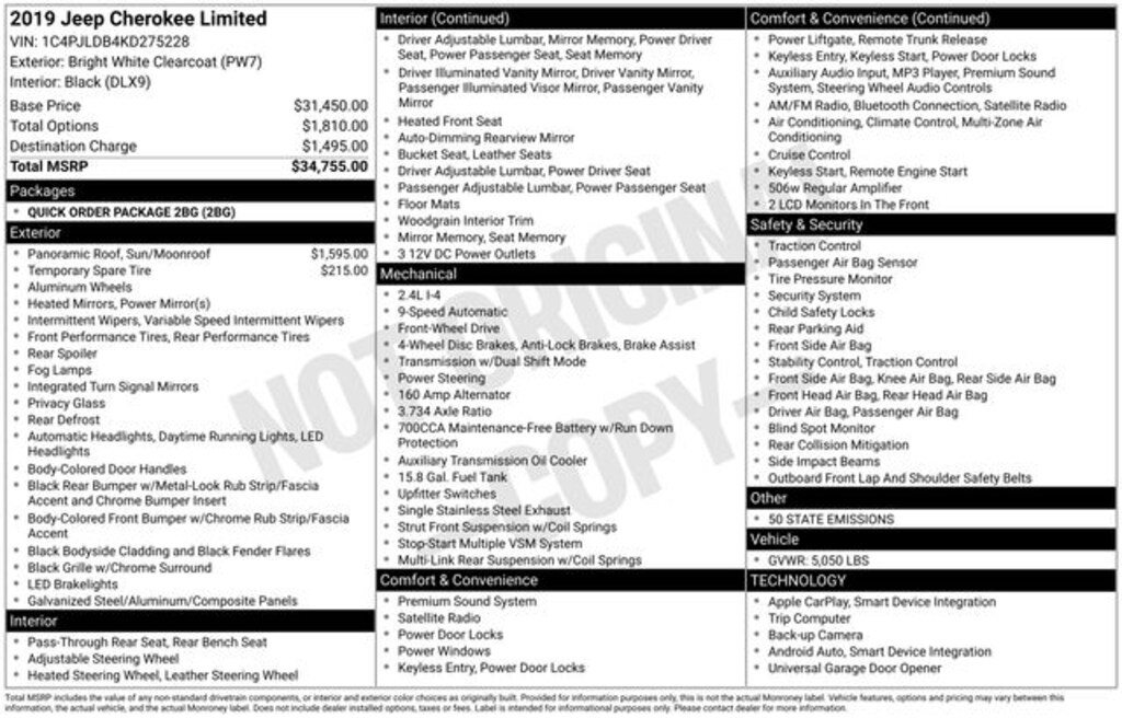 Used 2019 Jeep Cherokee Limited SUV