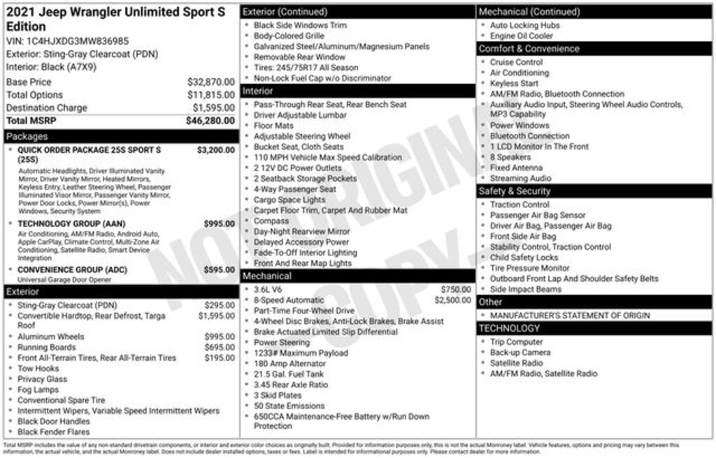 Used 2021 Jeep Wrangler Unlimited Sport S SUV