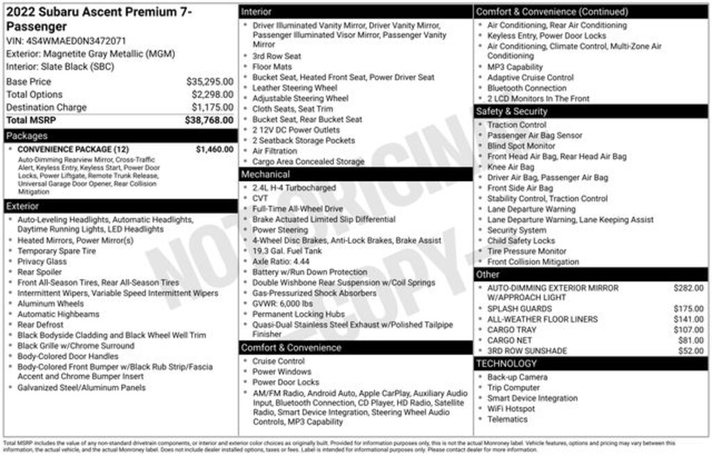 Used 2022 Subaru Ascent Premium SUV