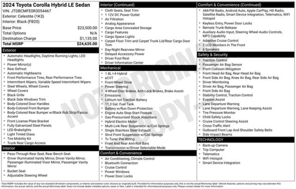 Used 2024 Toyota Corolla Hybrid Sedan