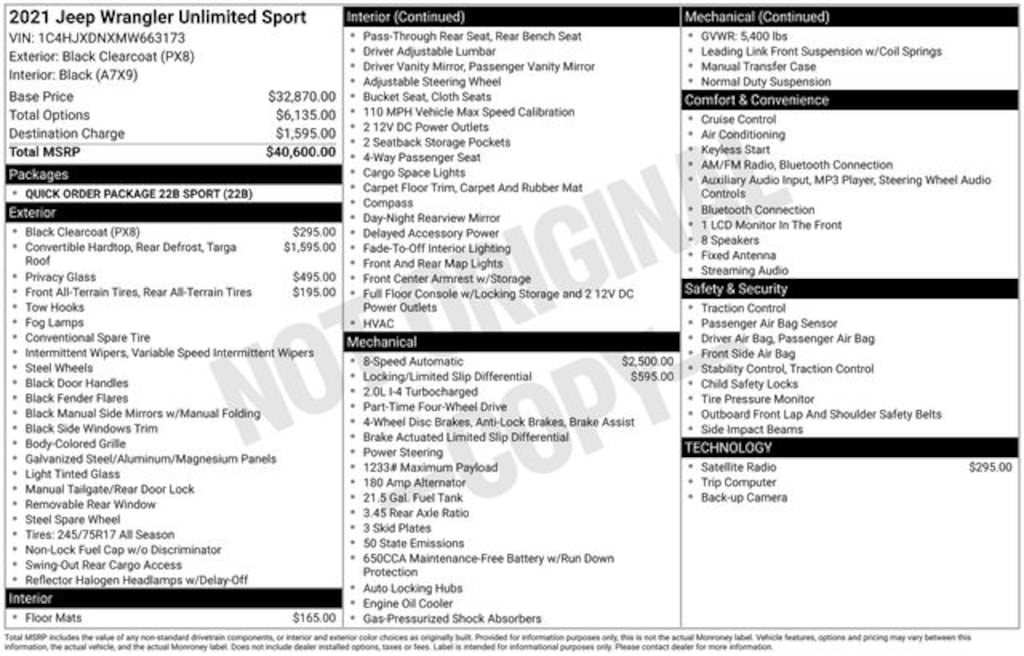 Used 2021 Jeep Wrangler Unlimited Sport SUV