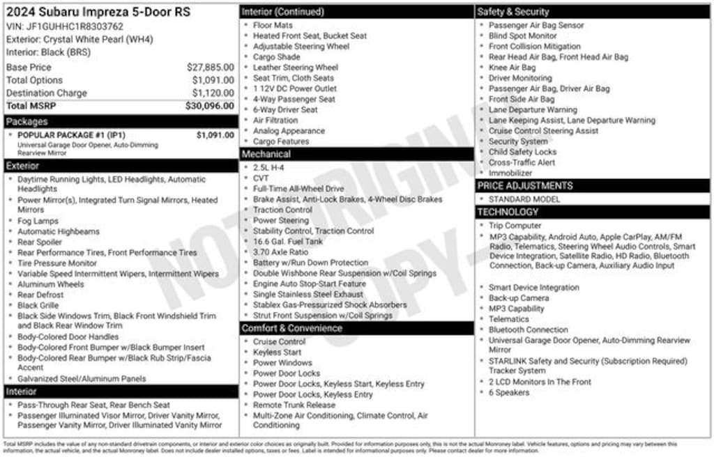Certified 2024 Subaru Impreza RS 5-Door