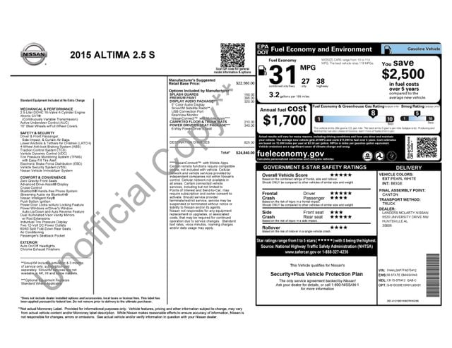 Used 2015 Nissan Altima S with VIN 1N4AL3AP7FN375412 for sale in Huntsville, AL