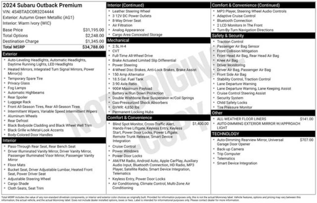 Used 2024 Subaru Outback Premium SUV