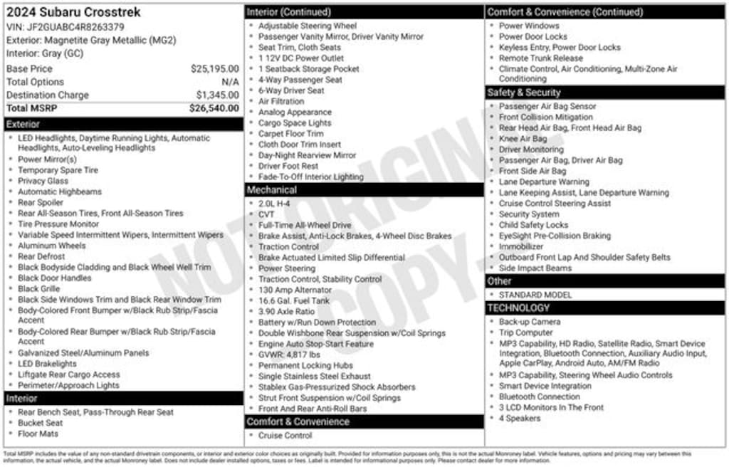 Certified 2024 Subaru Crosstrek Base SUV